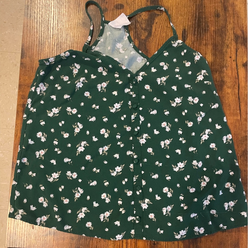 Floral Green Sleeveless Top